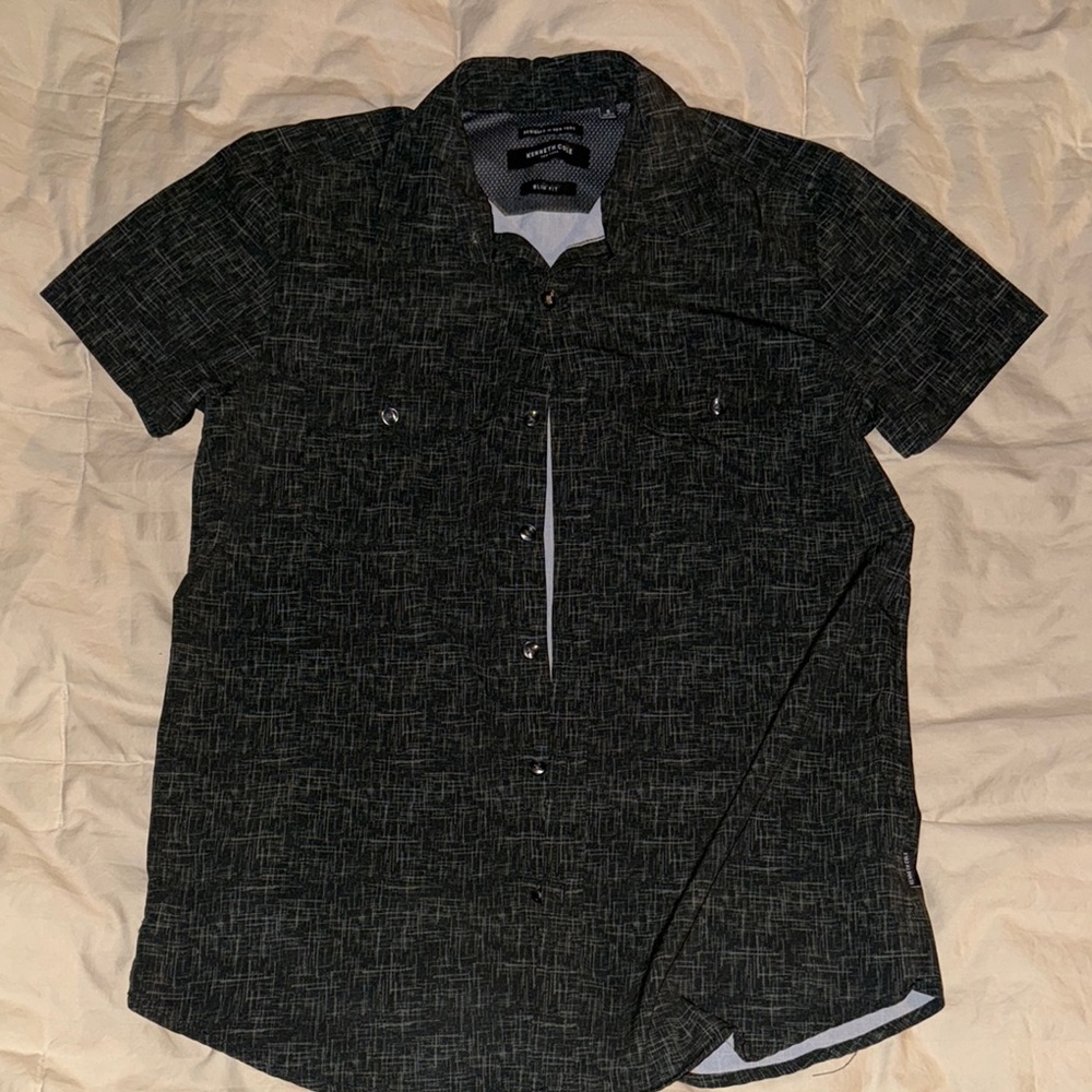 Kenneth Cole Green Patterned Shirt Small